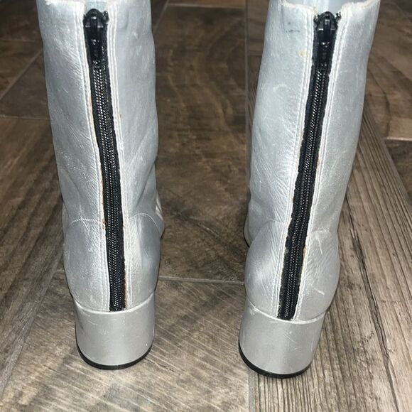Vintage Bongo silver leather square toe 2” heel boots - Picture 4 of 7
